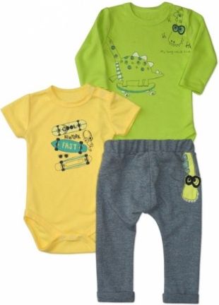 Sada 1 x body dl. rukáv, 1 x body kr. rukáv + 1 x tepláčky K-Baby - New York, Velikost koj. oblečení 68 (4-6m) - obrázek 1