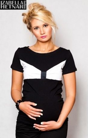 Těhotenské triko/halenka LOLA - černá/bílá - obrázek 1