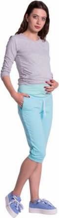 Moderní těhotenské 3/4 kalhoty s kapsami - mátové, Velikosti těh. moda XXL (44) - obrázek 1