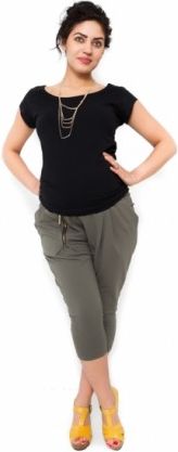 Těhotenské teplákové kalhoty Tonya 3/4 - khaki, Velikosti těh. moda XS (32-34) - obrázek 1