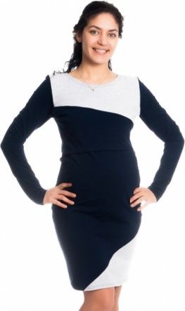 Těhotenské/kojící šaty Jane, dlouhý rukáv - granátové, Velikosti těh. moda XL (42) - obrázek 1