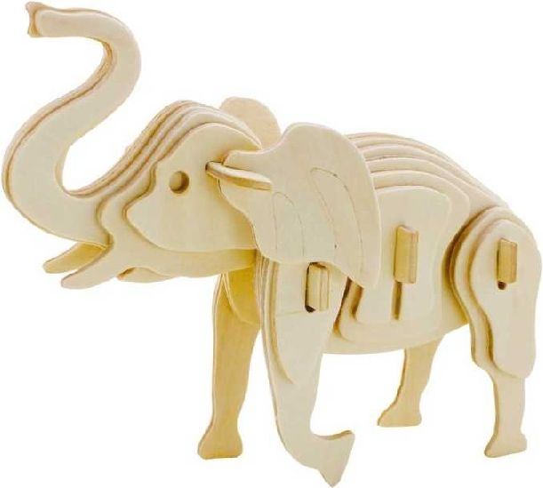 Dřevěné 3D puzzle - divoká zvířata - nosorožec - obrázek 1