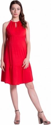 Letní těhotenské šaty na ramínkách - červené - obrázek 1