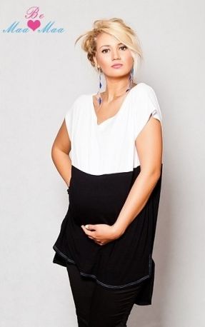 Těhotenské tunika RENÁTA - černá/bílá - obrázek 1
