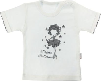 Bavlněné tričko Mamatti Baletka krátký rukáv - smetanové, Velikost koj. oblečení 86 (12-18m) - obrázek 1