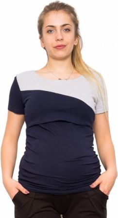 Těhotenské a kojící triko Jane - granát/šedá, Velikosti těh. moda M (38) - obrázek 1
