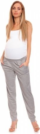 Be MaaMaa Těhotenské kalhoty s pružným, vysokým pásem - šedé, Velikosti těh. moda L/XL - obrázek 1