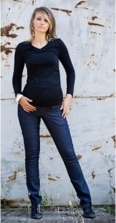 Těhotenské kalhoty JEANS - Granát , Velikosti těh. moda XXL (44) - obrázek 1