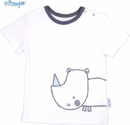 Bavlněné tričko krátký rukáv Nicol, Rhino - bílé, Velikost koj. oblečení 86 (12-18m) - obrázek 1