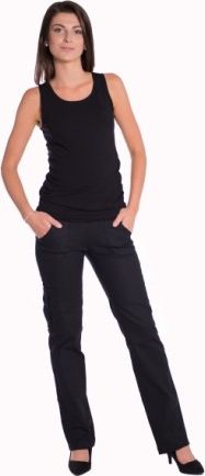 Bavlněné, těhotenské kalhoty s kapsami - černé, Velikosti těh. moda XXXL (46) - obrázek 1