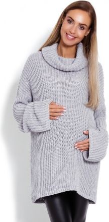 Teploučký,těhotenský svetřík, rolák - šedý - obrázek 1