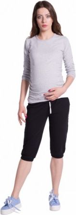 Moderní těhotenské 3/4 kalhoty s kapsami - černé, Velikosti těh. moda XXXL (46) - obrázek 1