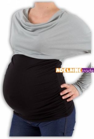 Těhotenská tunika VODA DUO - šedo-černý, Velikosti těh. moda S/M - obrázek 1