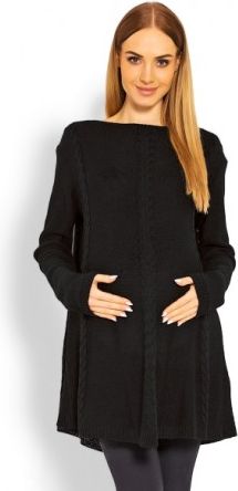 Elegantní těhotenský svetřík/tunika - černý - obrázek 1