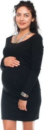 Elegantní těhotenské a kojící šaty Aszka - černé, Velikosti těh. moda L (40) - obrázek 1