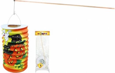 Lampion HALLOWEEN s dřevenou hůlkou, 15 cm - obrázek 1