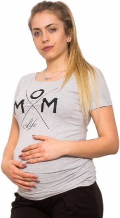 Těhotenské triko Mom Life - šedá, Velikosti těh. moda XL (42) - obrázek 1