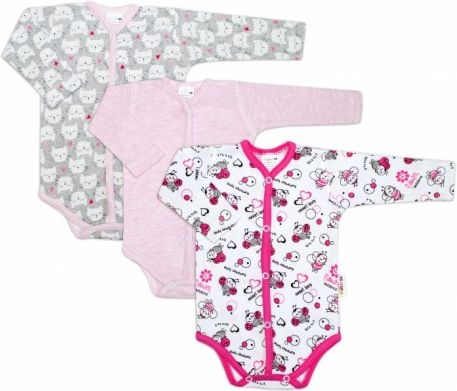 Kojenecká dívčí sada body zapínání uprostřed Baby Nellys ® - 3 ks, Velikost koj. oblečení 56 (1-2m) - obrázek 1