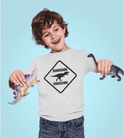 KIDSBEE Chlapecké bavlněné tričko Dinosaurus - sv. šedé, Velikost koj. oblečení 134 - obrázek 1