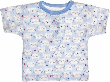 Bavlněné Polo tričko s krátkým rukávem Kočičky - modré, Velikost koj. oblečení 68 (4-6m) - obrázek 1