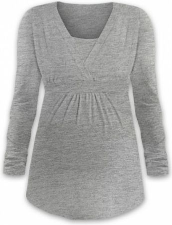 Kojící i těhotenská tunika ANIČKA s dlouhým rukávem - šedý melír, Velikosti těh. moda S/M - obrázek 1