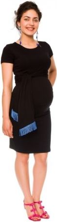 Těhotenské a kojící šaty Agnes - černé se stuhou, Velikosti těh. moda XS (32-34) - obrázek 1