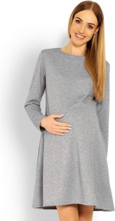 Elegantní volné těhotenské šaty dl. rukáv - světle šedá, Velikosti těh. moda XXL (44) - obrázek 1