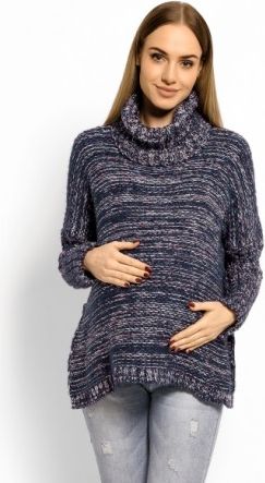 Volný vlněný těhotenský, kojící svetřík, pončo ALLY - granátový melírek - obrázek 1