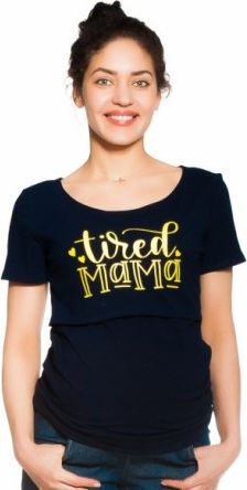 Be MaaMaa Těhotenské/kojicí triko Tired mama - granátové, Velikosti těh. moda XL (42) - obrázek 1