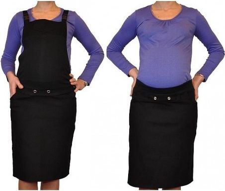 Těhotenské šaty/sukně s láclem - černé, Velikosti těh. moda XL (42) - obrázek 1