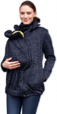 Nosící fleecová mikina - pro nošení dítěte ve předu - černý melír, Velikosti těh. moda M/L - obrázek 1
