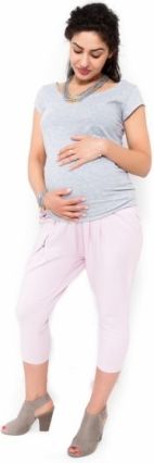 Těhotenské teplákové kalhoty Tonya 3/4 - světle růžové, Velikosti těh. moda  S (36) - obrázek 1