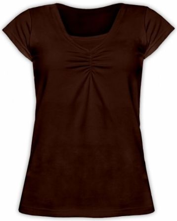 Kojící,těhotenské triko KARIN - čokohnědé , Velikosti těh. moda S/M - obrázek 1