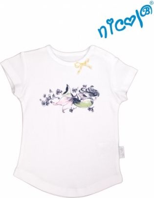Kojenecké bavlněné tričko Nicol, Mořská víla - krátký rukáv, bílé, Velikost koj. oblečení 74 (6-9m) - obrázek 1