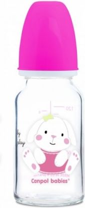 Skleněná lahvička 120 ml Canpol babies Sweet Fun - růžová - obrázek 1