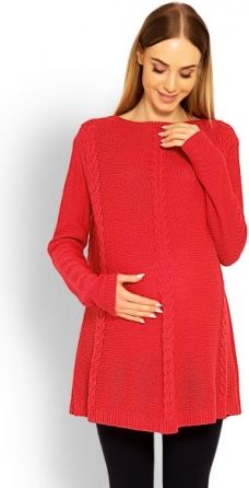 Elegantní těhotenský svetřík/tunika - koral - obrázek 1