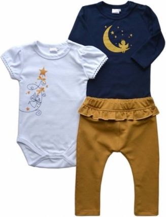 Sada 1 x body dl. rukáv, 1 x body kr. rukáv + 1 x tepláčky - Víla, Velikost koj. oblečení 80 (9-12m) - obrázek 1