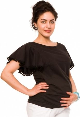 Těhotenské triko/halenka Sofie - černé, Velikosti těh. moda XL (42) - obrázek 1