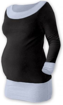 Těhotenska tunika DUO - černá/šedá, Velikosti těh. moda S/M - obrázek 1