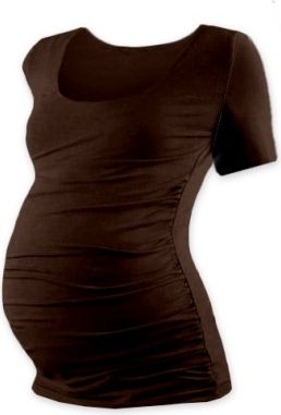 Těhotenské triko krátký rukáv JOHANKA - čokohnědá, Velikosti těh. moda XXL/XXXL - obrázek 1