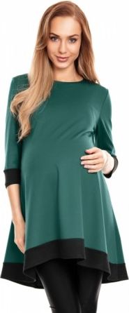 Be MaaMaa Těhotenské asymetrické mini šaty/tunika - zelené, Velikosti těh. moda L/XL - obrázek 1