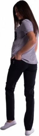 Těhotenské kalhoty s mini těhotenským pásem - černé, Velikosti těh. moda XS (32-34) - obrázek 1
