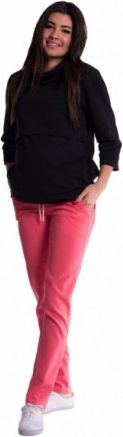 Těhotenské kalhoty s mini těhotenským pásem - růžové, Velikosti těh. moda XXXL (46) - obrázek 1