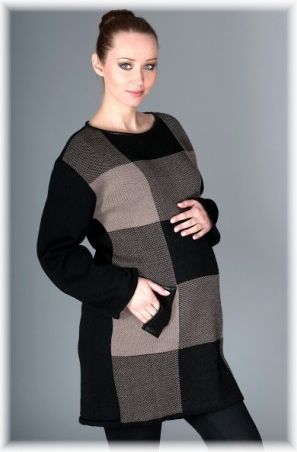 Těhotenský tunika/šaty OLIVIE - kostka Mocca - obrázek 1