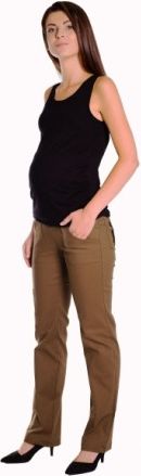 Bavlněné, těhotenské kalhoty s kapsami - khaki, Velikosti těh. moda XXL (44) - obrázek 1