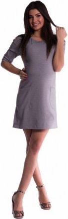 Těhotenské a kojící šaty - šedé, Velikosti těh. moda XS (32-34) - obrázek 1