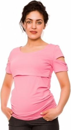 Těhotenské a kojící triko Lena - růžové, Velikosti těh. moda XL (42) - obrázek 1