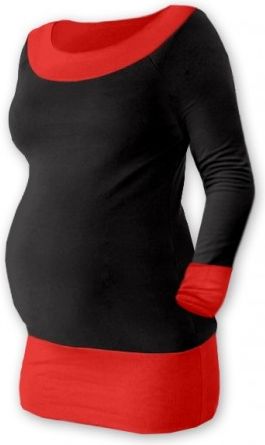 Těhotenska tunika DUO - černá/červená, Velikosti těh. moda L/XL - obrázek 1