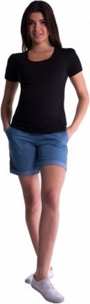 Těhotenské kraťasy s elastickým pásem - sv. modré, Velikosti těh. moda L (40) - obrázek 1
