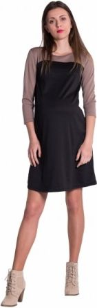 Těhotenské, dvoubarevné šaty s 3/4 rukávem - černé, Velikosti těh. moda XXL (44) - obrázek 1